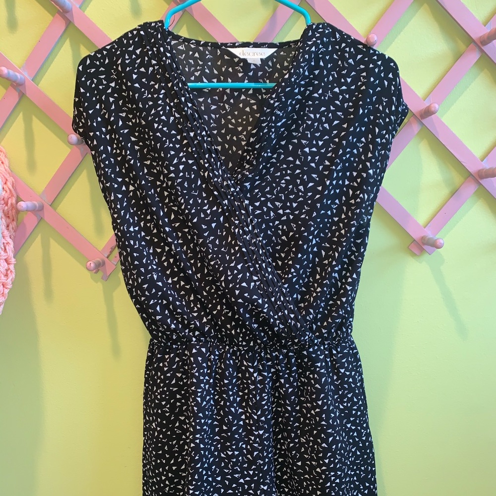 Black Romper with White Triangles.